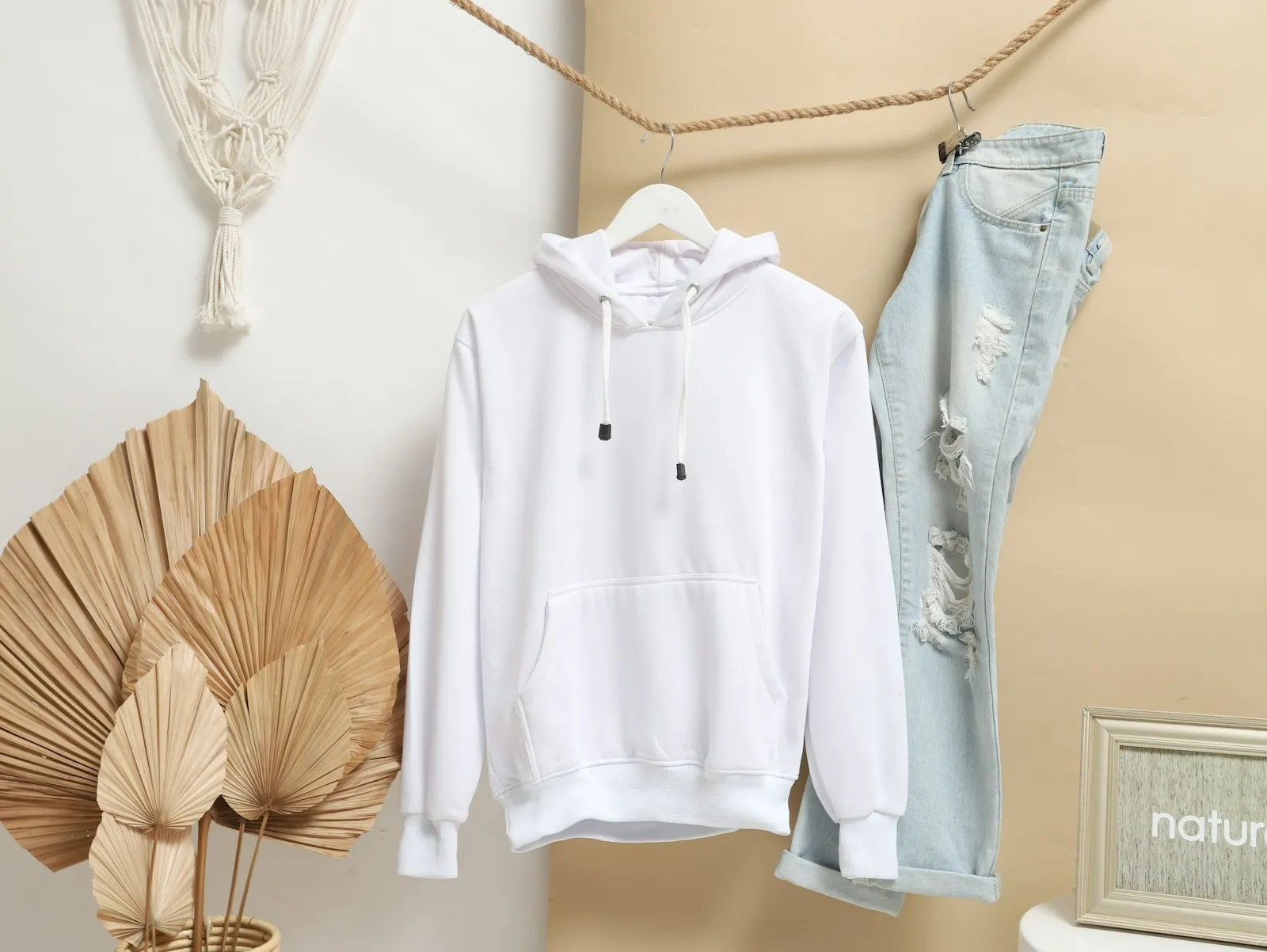 A blank fleece pullover ready for custom printing