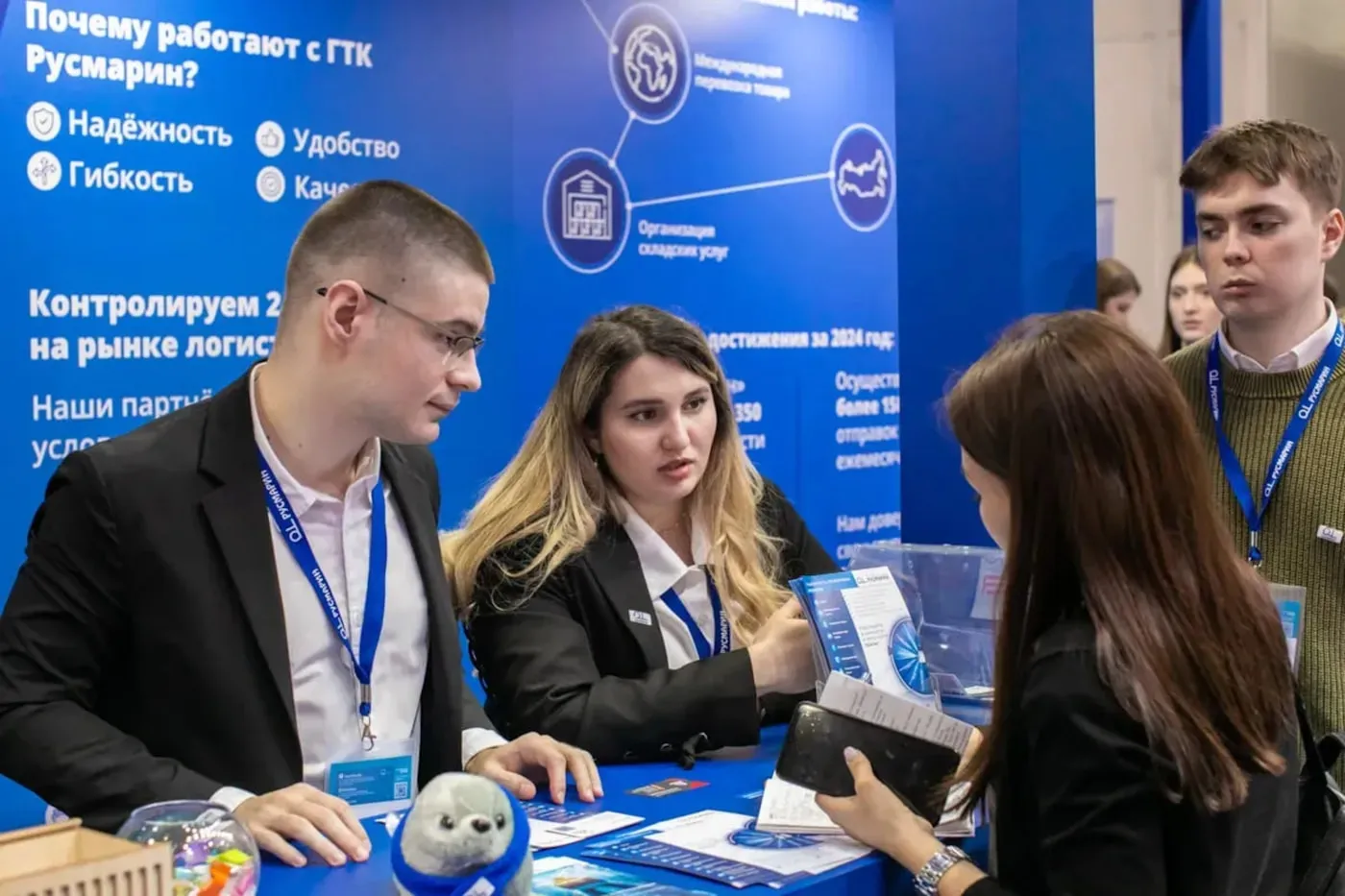 A branded exhibition booth display at a trade show