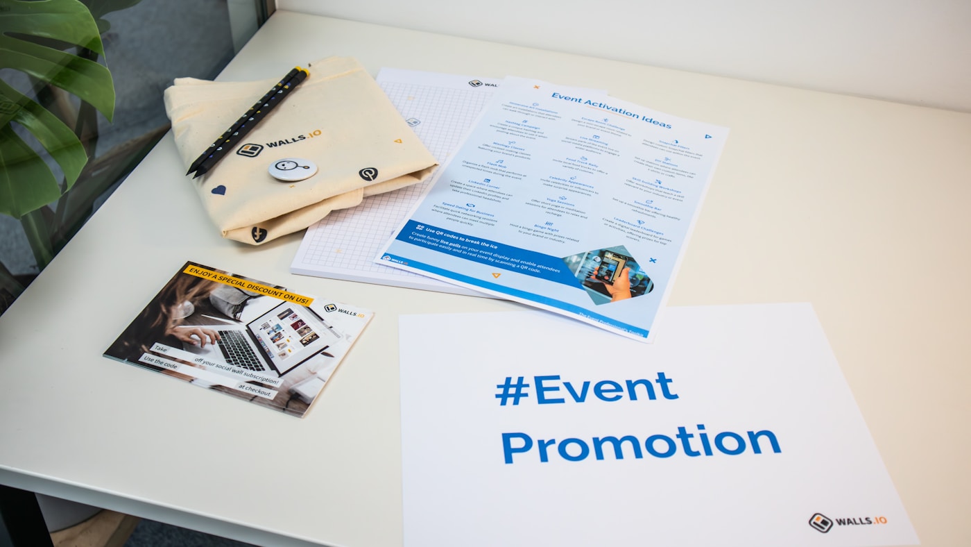 Printed brochures and marketing leaflets on a desk