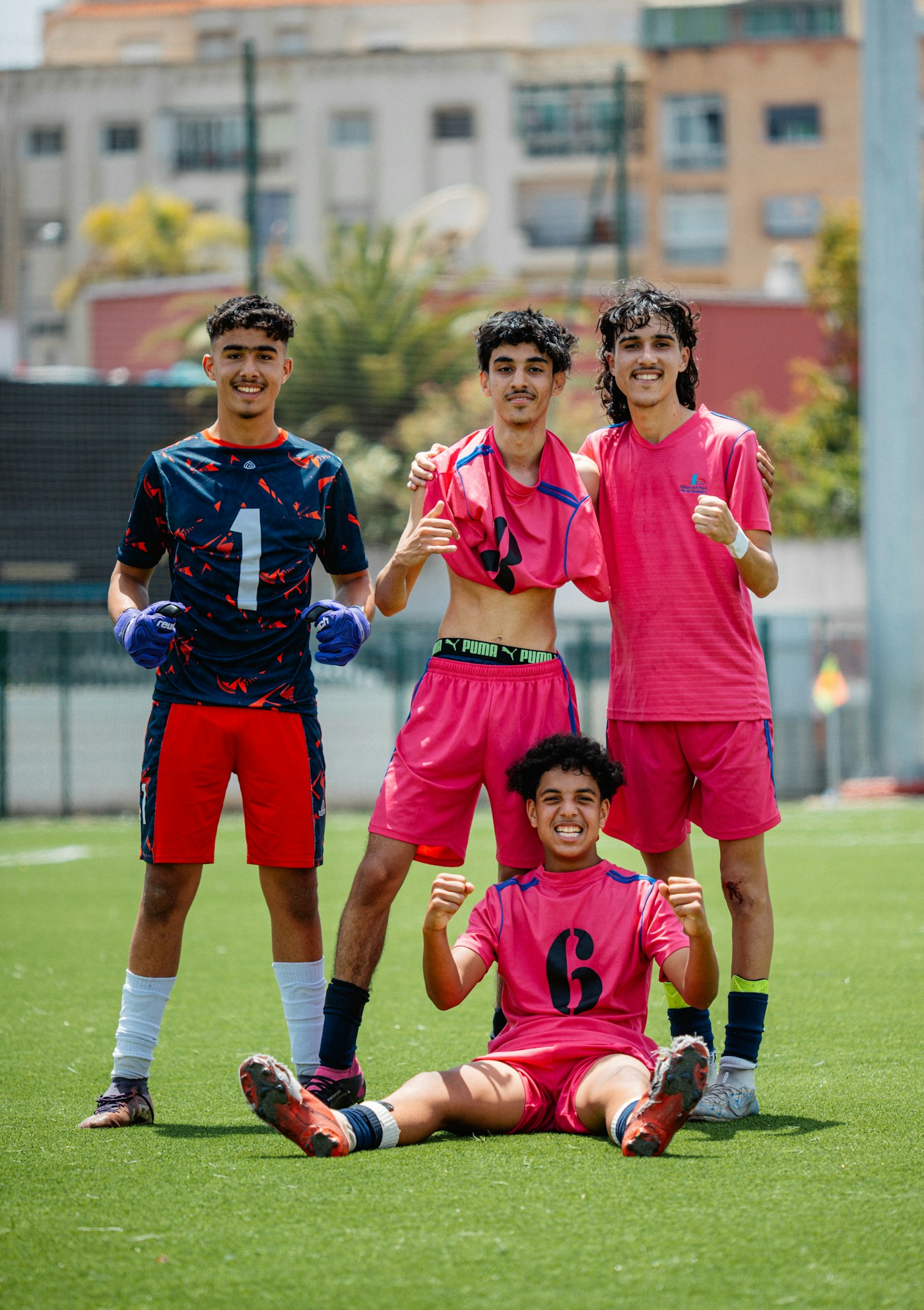 A youth sports team wearing matching custom jerseys