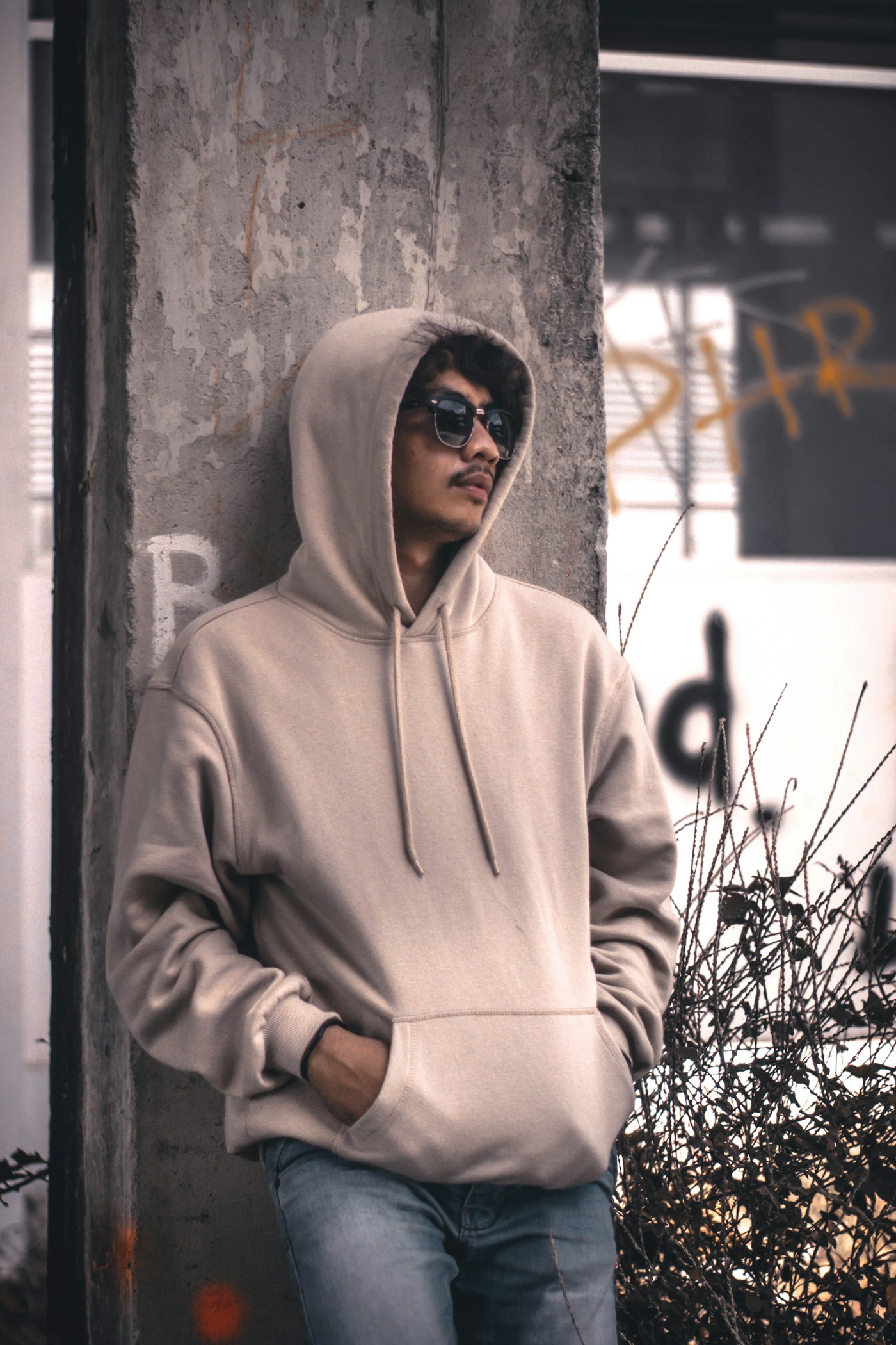 A blank hoodie laid flat to show print areas